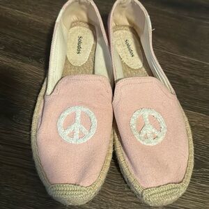 Soludos Pink Peace Sign Espadrilles Flats